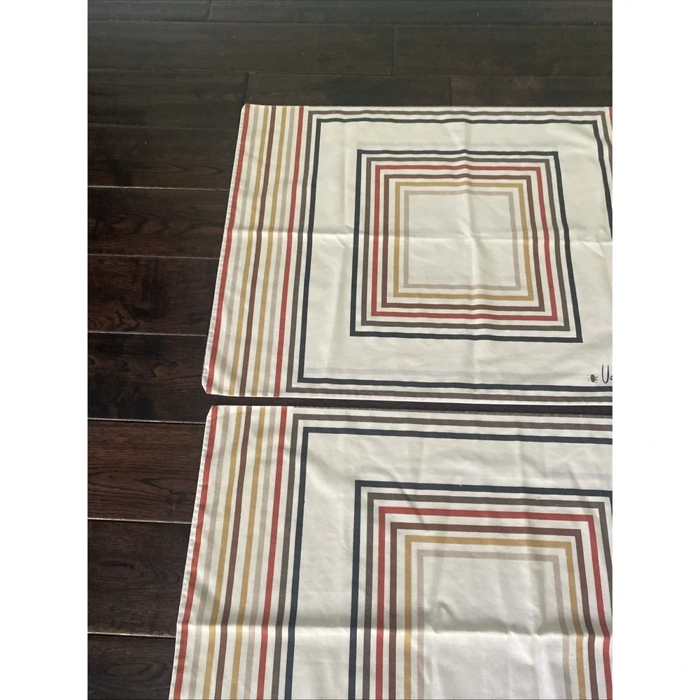 Vintage 1970's Vera Neumann Striped Square Standard Set of Pillowcases MCM